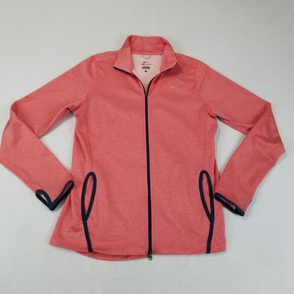 Nike Dri Fit Jacket Womens Large Pink Full Zip Thumbholes Running Activewear - Picture 9 of 9